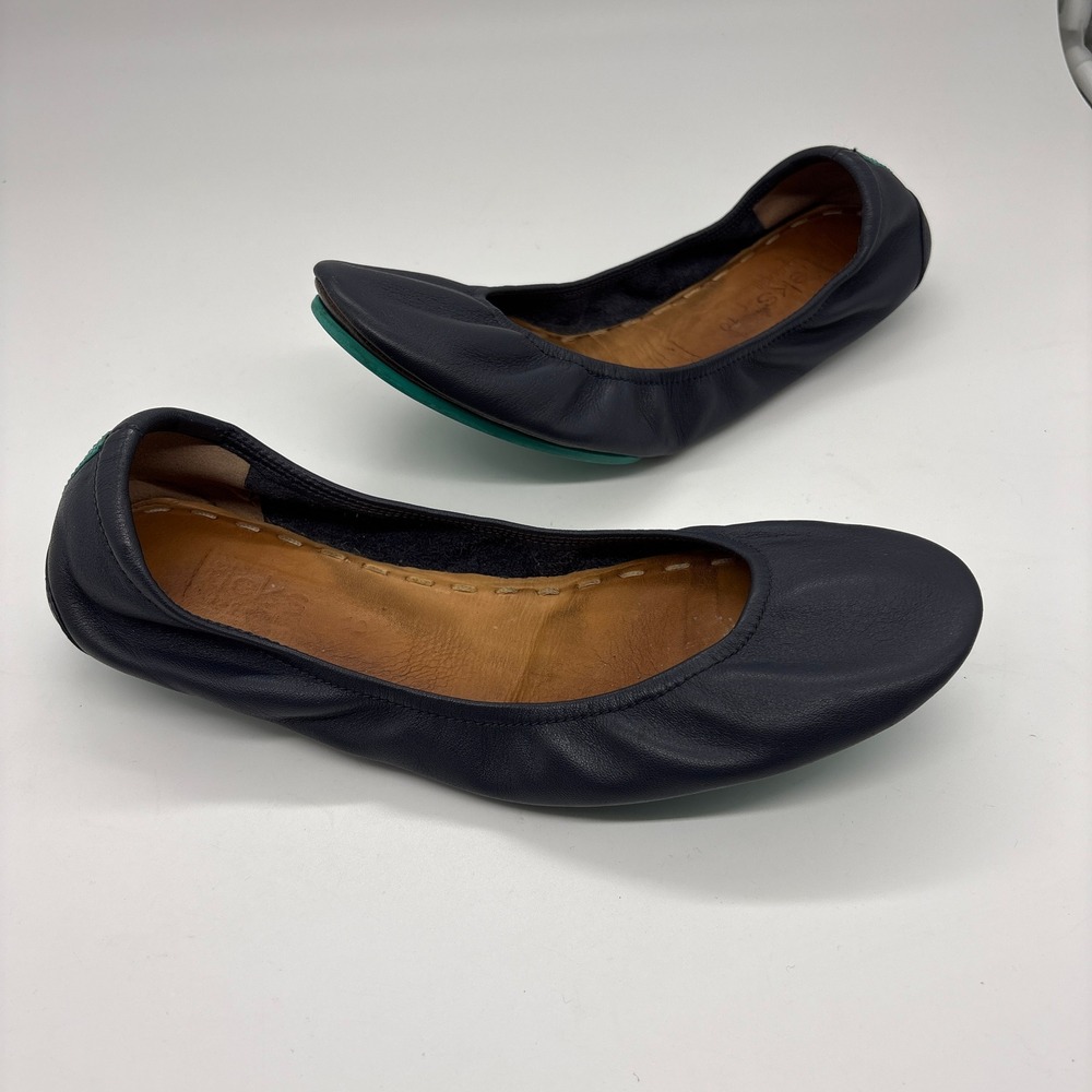 Tieks Matte Navy Blue Leather Foldable Ballet Flats Size 10 Comfort‎ Round Toe